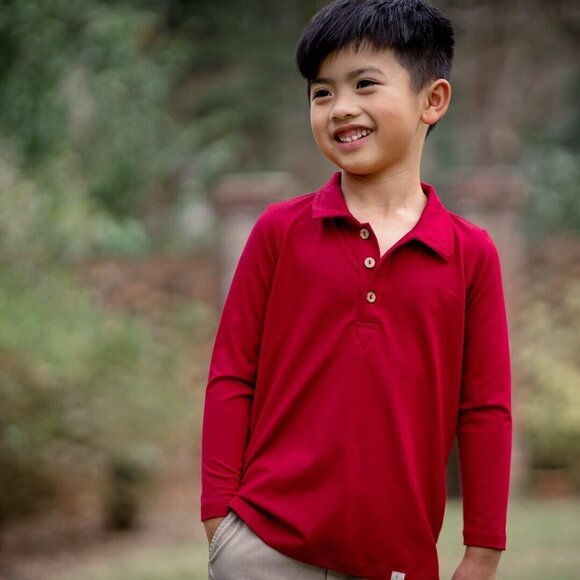 Omi Jo Well Dressed Wolf NWT American Beauty Young Men S Polo Top LS Shirt - Picture 1 of 3